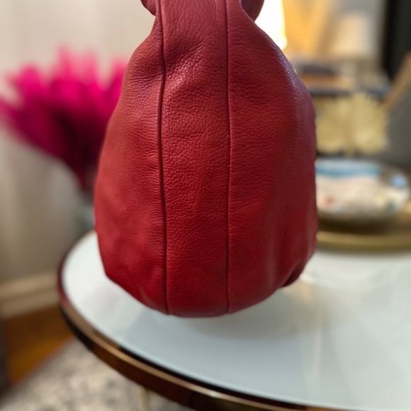 FURLA | Cherry Red Satchel w/Popping White on Black Polka Dot Interior - Picture 8 of 16